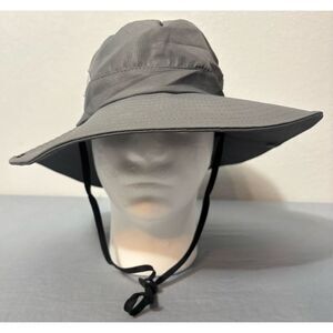 Sun Shade Boonie Hat Adjustable Foldable Bucket Ponytail Mesh Womens Gray